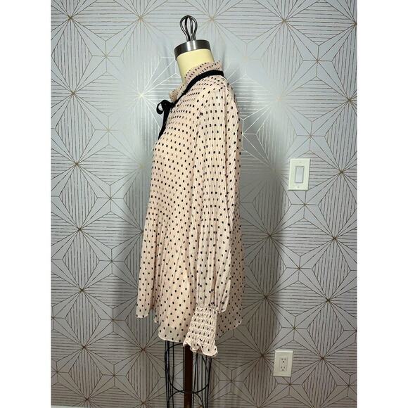 Max Studio Blush Pink Polka Dot Blouse Ribbon Necktie Size 2X (Lining Flawed) - Picture 14 of 14